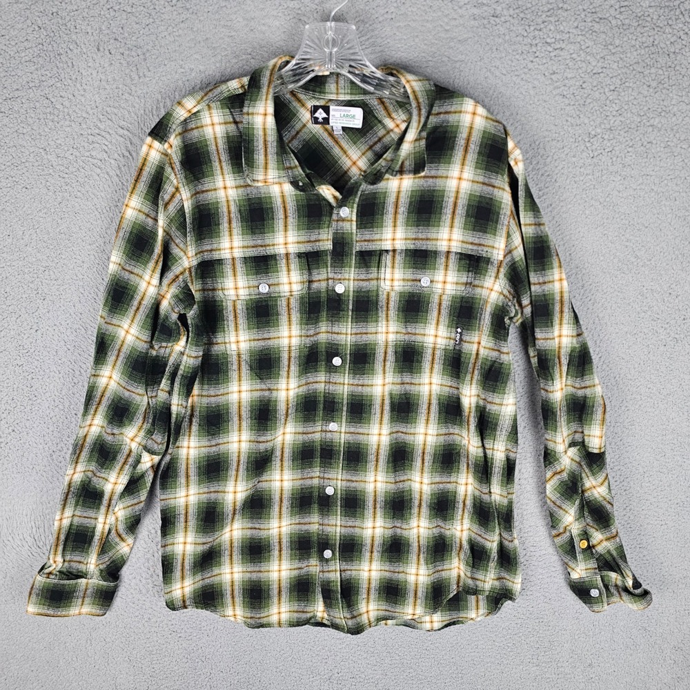 Lifted Research Group Button Down Mens L Plaid Flannel Long Sleeve Streetwear